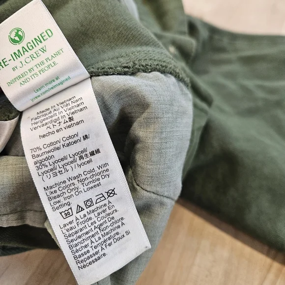 J.Crew Oarsman Military Camp Pant Cargo Pocket Twill Sz 28 Buckle Sides Olive - Picture 6 of 11